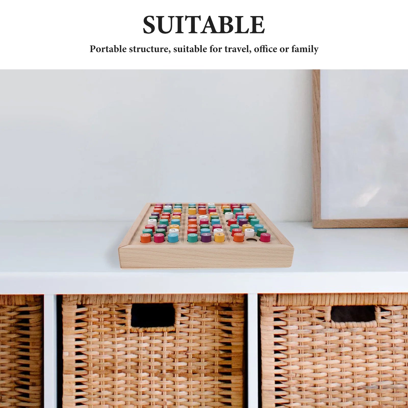 1 Piece Sudoku Game Box Wooden Logic Puzzle Brain Teaser Educational for Adults and Kids Portable Travel Size