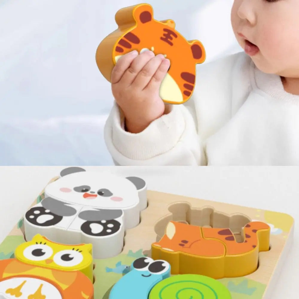 4-in-1 3D Animal Puzzles Character Cognitive Wooden Face Changing Blocks Interactive DIY Shape Matching Game Parent Child