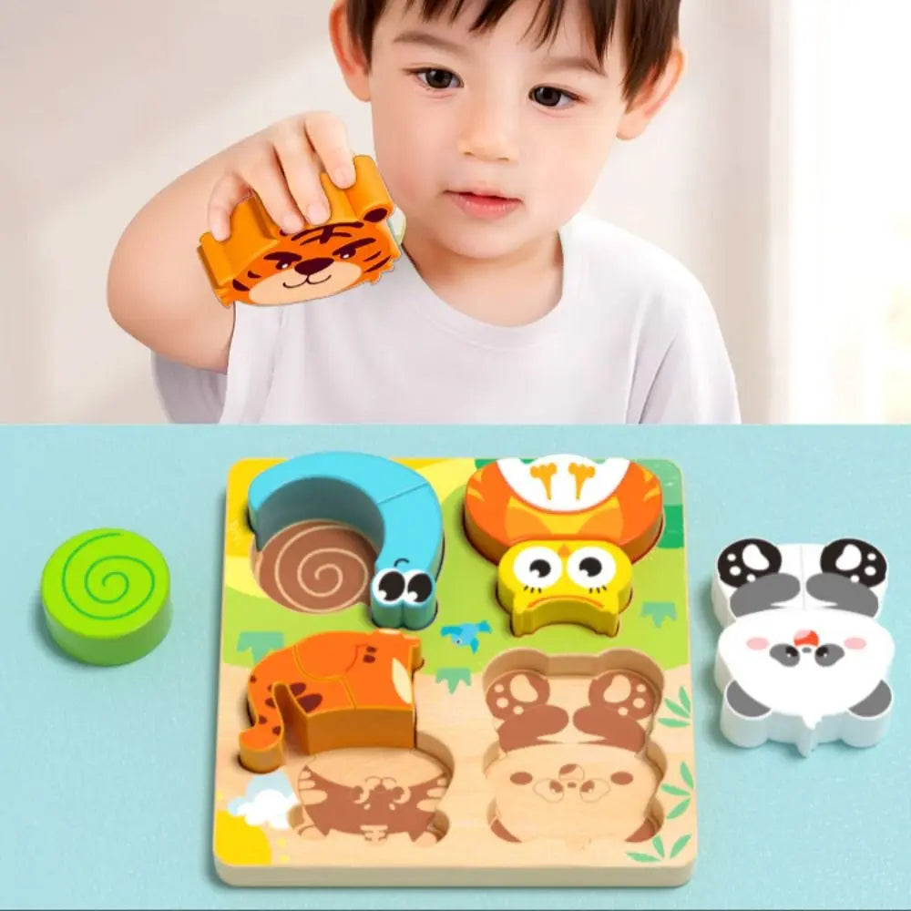 4-in-1 3D Animal Puzzles Character Cognitive Wooden Face Changing Blocks Interactive DIY Shape Matching Game Parent Child